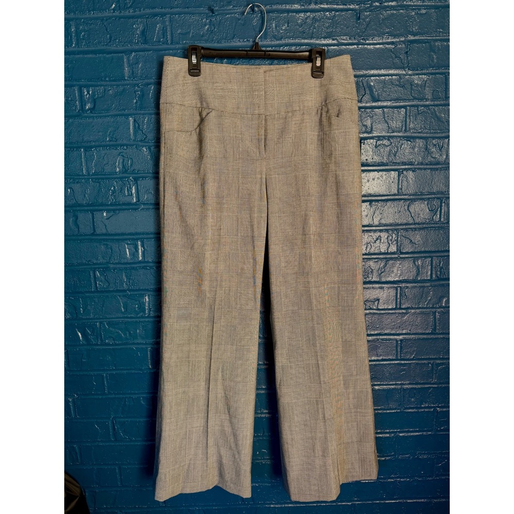 Antonio Melani Grey Glen Plaid‎ Wide Leg Dress Pants Womens Size 10 Trousers